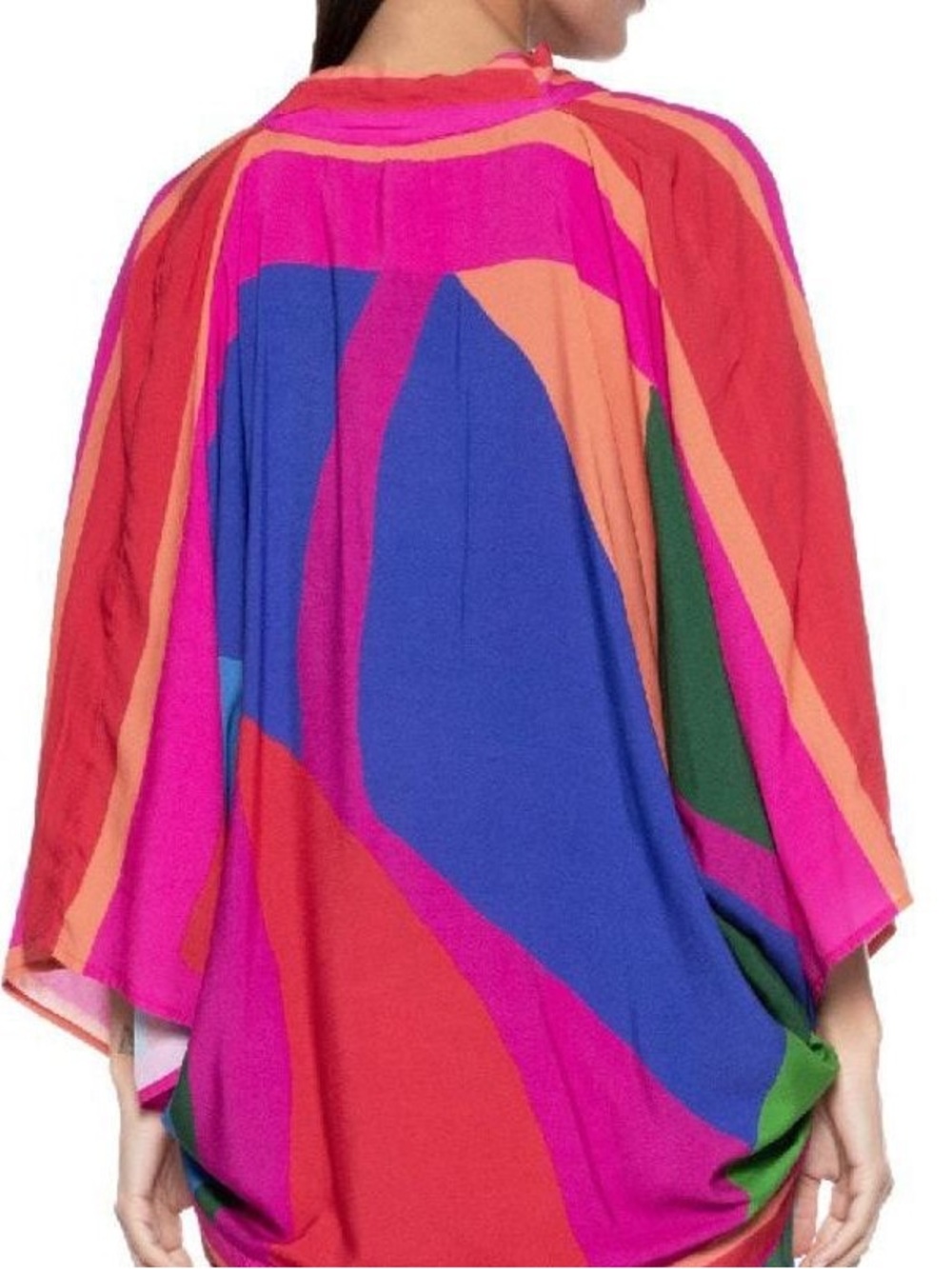 Farm Rio Abstract Colorful Print Open Front Kimono Cardigan one size Brazilian - Picture 4 of 9